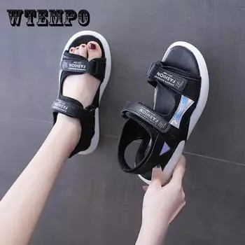 Спортивные сандалии, женские нескользящие легкие универсальные повседневные сетчатые красные бисквиты, пляжная обувь на толстой подошве, красочные декоративные женские сандалии 40