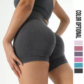 Спортивные шорты для фитнеса, эластичные леггинсы с высокой талией, пуш-ап, шорты для тренажерного зала, бега, йоги, дышащие женские велосипедные шорты S серый