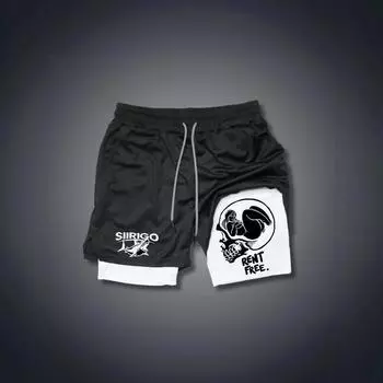 Спортивные шорты для мужчин, быстросохнущие, двухслойные, анти-воздействия, имитация двухкомпонентных повседневных брюк для фитнеса и бега S