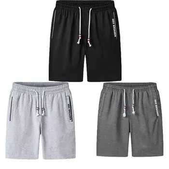 Спортивные шорты для мужчин, летние мужские шорты на шнуровке, повседневные однотонные брюки с 5 точками, шорты для фитнеса, спортивные штаны, мужские шорты M светло-серый