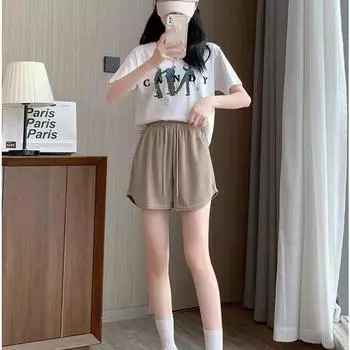 Спортивные шорты Ice Silk для женщин, летние, тонкие, корейские, с высокой талией, свободные, универсальные, подходят для ношения на улице, широкие шорты А-силуэта S