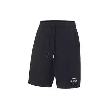 Спортивные шорты Li Ning Fitness Series с принтом логотипа, быстросохнущие, на шнурке, мужские шорты черного цвета AKST543-1 S