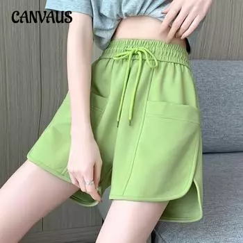 Спортивные шорты женские летние женские повседневные широкие брюки с высокой талией тонкие трапециевидной формы милые S белый