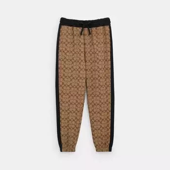 Спортивные штаны Coach Signature цвета хаки с подписью