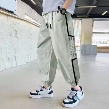 Спортивные штаны для мальчиков, хипстерские леггинсы, свободные осенние спортивные штаны, повседневные брюки на застежке для мальчиков 120 серый