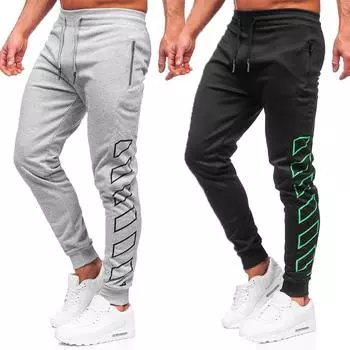 Спортивные штаны, мужские брюки для бега, модные свободные повседневные спортивные штаны большого размера, прямые спортивные штаны S чёрный