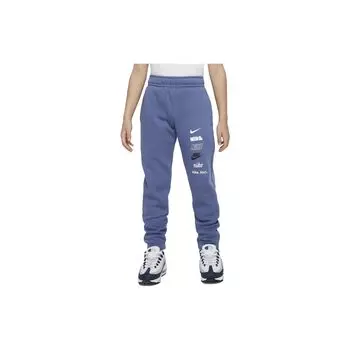 Спортивные штаны Nike Kids с принтом букв и логотипа, трикотажные штаны для бега, детские плавки, светоотражающие, синие DX5160-491 L