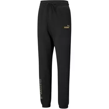 Спортивные штаны Puma Winterized с принтом логотипа, свободный крой, завязка на шнурок, средняя посадка, манжеты, трикотажные спортивные штаны для женщин, черные 848248-01 L