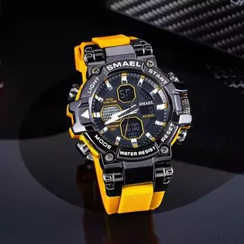 Спортивные SMAEL мужские военные армейские 50M водонепроницаемые автоматические часы-будильник с датой 8027 кварцевые цифровые легкие многофункциональные электронные часы красный