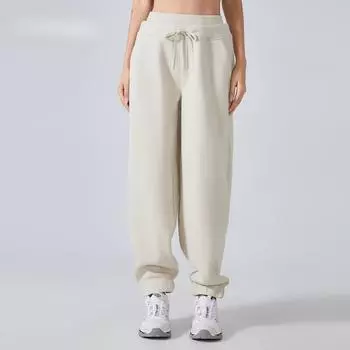Спортивные спортивные штаны для женщин на осень и зиму, новые свободные завязывающиеся штаны из бархата, универсальные брюки с высокой талией, узкие повседневные брюки 6