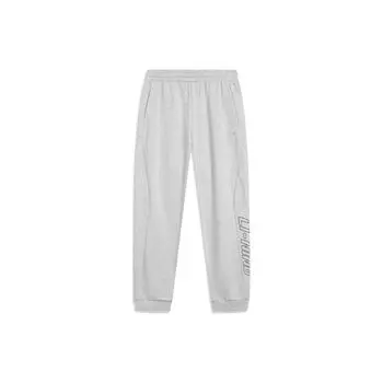 Спортивные спортивные штаны Li Ning Sports Lifestyle Series с напечатанным логотипом и манжетами, мужские спортивные штаны светло-желтого цвета с цветочным узором и серым оттенком AKLU953-2 XL