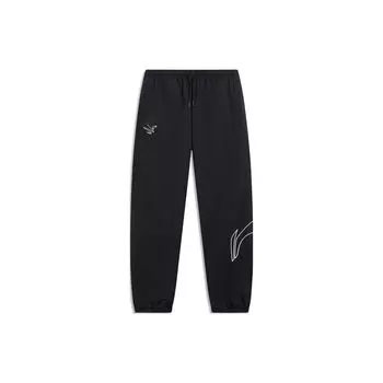 Спортивные спортивные штаны Li Ning Sports Lifestyle Series с крупным логотипом и манжетами, трикотажные штаны для женщин, черные AYKU660-1 XS