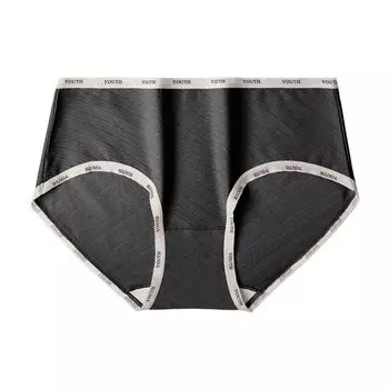 Спортивные стильные эластичные трусы, дышащие трусы, удобные треугольные брюки, хлопковые антибактериальные трусики, женское нижнее белье M чёрный