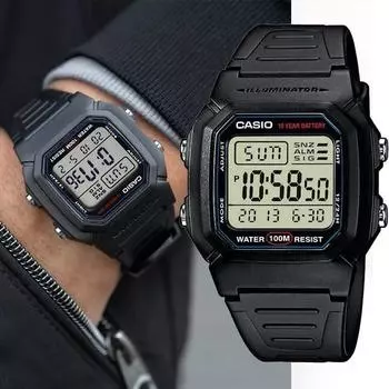 Спортивные водонепроницаемые электронные военные часы Casio Square со сроком службы 10 лет на батарейке + оригинальный футляр, корейское руководство, разные цвета