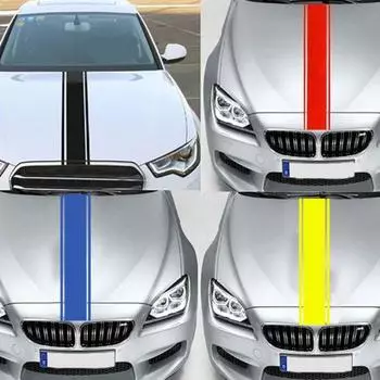 Спортивный автомобильный Стайлинг в гоночную полоску, светоотражающие наклейки на капот автомобиля, декор чёрный