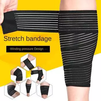Спортивный бандаж, эластичный наколенник, рукав на бедро, против судорог, самоклеящаяся лента для ног, натяжной ремень, защита и компрессия Set