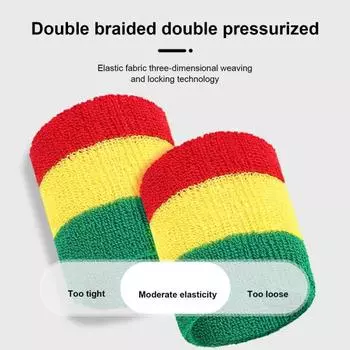 Спортивный браслет с радужными полосками, напульсники, поддержка запястья для мужчин и женщин, спортивные принадлежности для спортзала, дышащий эластичный бандаж для запястья зелёный/жёлтый