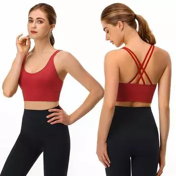 Спортивный бюстгальтер большого размера с крестообразным вырезом на спине без стального кольца, противоударный дышащий жилет для фитнеса, спортивный бюстгальтер S светло-фиолетовый