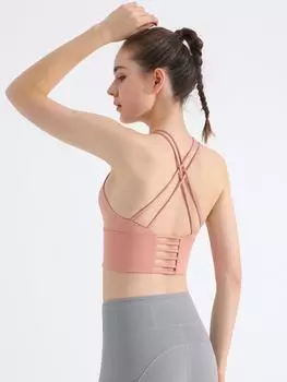 Спортивный бюстгальтер Crossback Shockproof — беспроводной, со сборками, идеально подходит для йоги и бега Medium