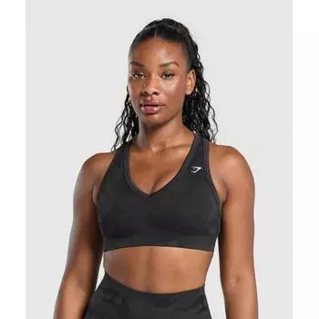 Спортивный бюстгальтер Gymshark Adapt Camo, черный, асфальтово-серый B9a8c Bcnc XXS
