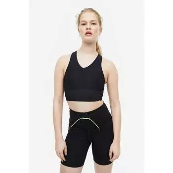 Спортивный бюстгальтер H&M DryMove Light Support, черный 1136411001