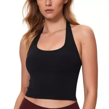 Спортивный бюстгальтер Йога Халтер Азиатский XL [CRZ YOGA] Бюстгальтер, Топ, Одежда, Женский, Шея, Чашечки, Посадка, Butterluxe, Йога, Черный,