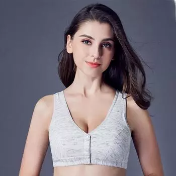 Спортивный бюстгальтер с широкими бретелями и беспроводной связью: Пряжка спереди, Йога, Сон, Кормление грудью, Идеально подходит для всех возрастов 100C