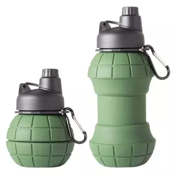 Спортивный чайник большой емкости, компактный, удобный, прочный, складной, для путешествий, кемпинга, бутылки с водой, для использования на открытом воздухе 550ML армия зеленый