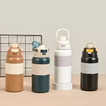 Спортивный чайник с ручкой из нержавеющей стали 316, большой емкости, уличный портативный автомобильный велосипедный горшок с двумя напитками 600ml