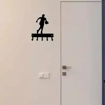 Спортивный держатель для ключей в виде баскетболиста, настенный крючок, украшение на стену, идеально подходит для любителей спорта M светло-серый