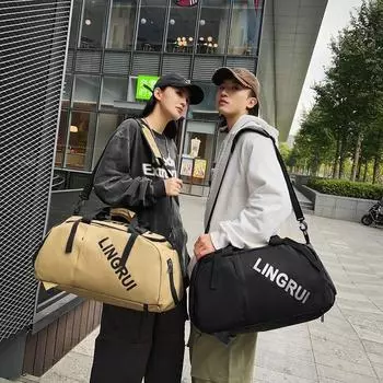 Спортивный дорожный рюкзак, сумка для багажа, портативная сумка для йоги и фитнеса, мужская сумка через плечо большой вместимости чёрный