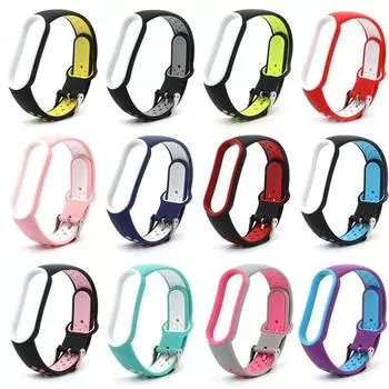 Спортивный дышащий силиконовый сменный браслет для Xiaomi Mi Band 5 6 7 ремешок