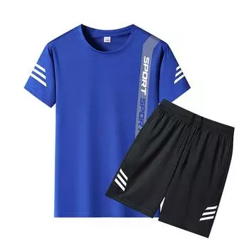 Спортивный комплект, летний мужской повседневный спортивный комплект из двух предметов с круглым вырезом XXXXXL