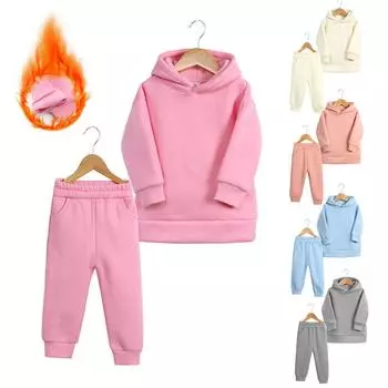 Спортивный костюм для мальчиков и девочек, свитер с капюшоном для больших мальчиков, брюки, комплект из двух предметов 130