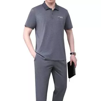 Спортивный костюм для отдыха, мужской костюм среднего возраста, шорты, комплект из двух предметов ПОЛО XXXXXL