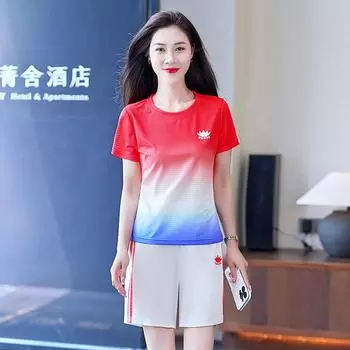 Спортивный костюм для отдыха, женский, летний, из шелка, быстросохнущий, комплект из двух предметов с короткими рукавами XXXXL