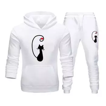 Спортивный костюм для пар, осенне-зимняя одежда с принтом, толстовки + спортивные штаны, костюмы из 2 предметов, повседневная спортивная одежда, модные наряды для влюбленных XXL