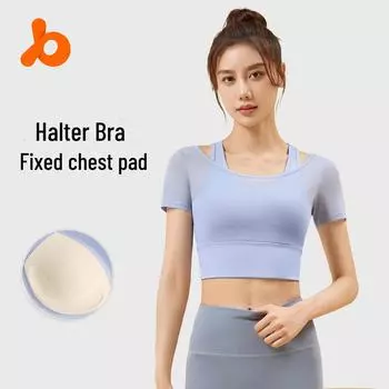 Спортивный костюм Juyitang Mesh Halter — телесный, для похудения, без бюстгальтера, для йоги и бега для женщин M