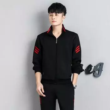 Спортивный костюм, костюм для бега на открытом воздухе, повседневная толстовка с капюшоном, комплект из двух предметов XXXXXL чёрный