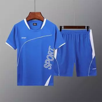 Спортивный костюм, мужские летние свободные двухсекционные шорты с короткими рукавами, спортивный костюм с круглым вырезом, тонкая одежда для баскетбола, фитнеса, тренировочный костюм M белый