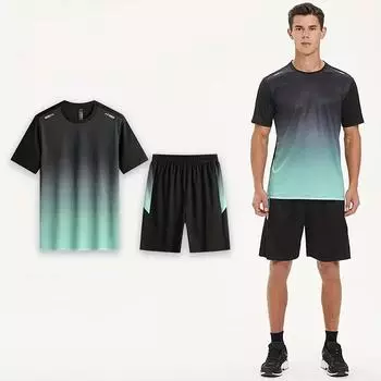 Спортивный костюм, мужской, летний, с короткими рукавами, быстросохнущая одежда для бега, баскетбольная, футбольная, летняя тренировочная одежда для фитнеса, утренняя одежда M
