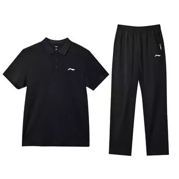 Спортивный костюм мужской Li Ning с принтом, удобный, простой, повседневный, комплекты, черный YPLU073-2+YYKU143-1 S