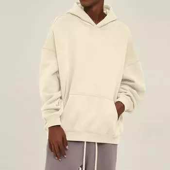 Спортивный костюм с капюшоном, унисекс, одежда для бега, пуловер с длинными рукавами, толстовка с капюшоном L бежевый