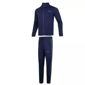 Спортивный костюм Under Armour Rival Knit, куртка на молнии и удобные длинные брюки для бега, повседневный спортивный комплект для мужчин, темно-синий 1357139-410 S