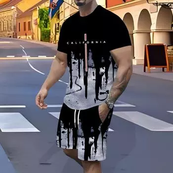 Спортивный мужской взрослый костюм для свиданий, полиэстер быстросохнущая ткань с градиентным переходом, 3D рукав, эластичная талия с градиентным переходом S