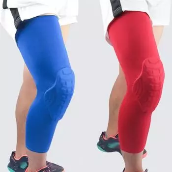 Спортивный наколенник, дышащий баскетбольный наколенник, сотовый защитный бампер, бандаж, защитный наколенник L синий