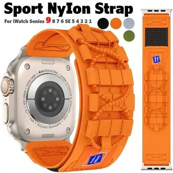 Спортивный нейлоновый плетеный ремешок для Apple Watch Ultra2, браслет 49 мм для iWatch 9, 8, 7, 6, 5 SE, 45 мм, 44 мм, 42 мм, ремешки для часов