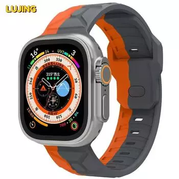 Спортивный прочный силиконовый ремешок для Apple Watch Ultra2 49 мм 8 7 6 дышащая пряжка браслет ремешок для часов iWatch 45 мм 44 мм 42 мм 41 мм 40 мм 38 мм