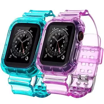 Спортивный ремешок для Apple Watch Series 6, 1, 2, 3, 4, 5, силиконовый прозрачный ремешок для Iwatch 5, 4, 38 мм, 40 мм, 42 мм, 44 мм