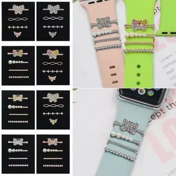 Спортивный ремешок с отделкой, кольцо, ремешок для часов, орнамент для Apple Watch, декор для ногтей, ремешок для часов, декоративное кольцо